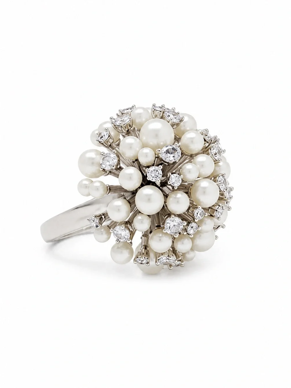 Kate Spade Cheers To That Cluster Ring Pearl Crystal. Size 7